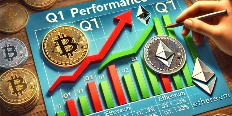 Ethereum Lags Behind Bitcoin In Q1 Performance Amid Market Downturn – Details