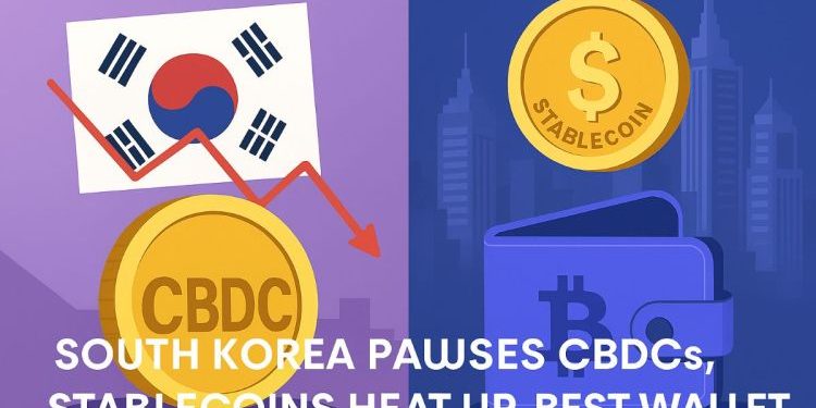 South Korea Pauses CBDCs, Stablecoins Heat Up: Here’s Why Best Wallet Wins the New Crypto Framework