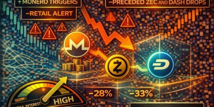 Monero Triggers Retail Alert That Preceded ZEC And DASH Drops As Privacy Coin Hype Returns