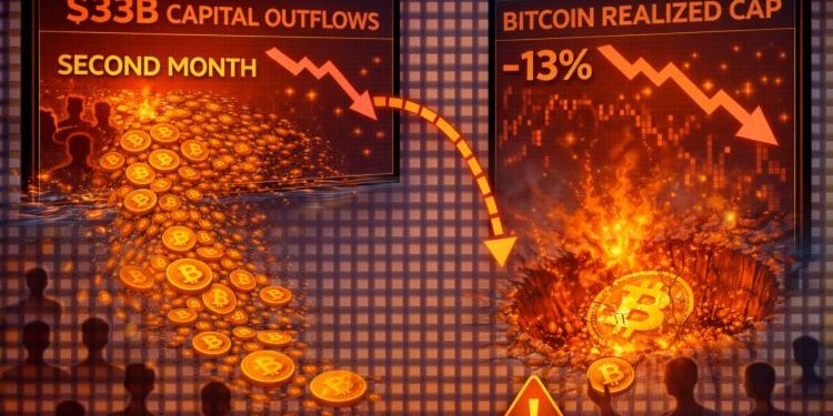 The $33 Billion Drain: Bitcoin Realized Cap Craters as Capital Abandons the Network for a Second Month